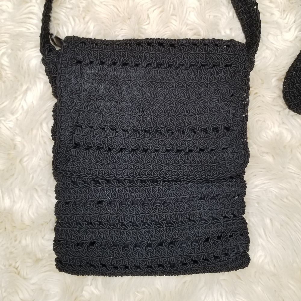 Y2K The Limited Crochet Crossbody Bag Black Small Coin Purse Grunge Cottagecore